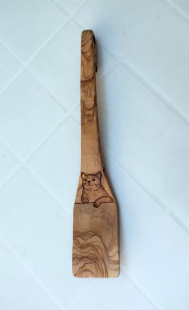 SPATOLA in legno di ulivo con disegno pirografato